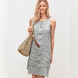 Garnet Hill Lace-Inset Linen Dress Size 8